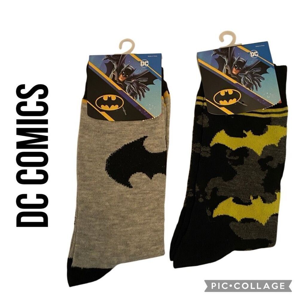 DC Comics Batman Men’s Crew Socks 2-Pack Size 8–12-Unisex NWT